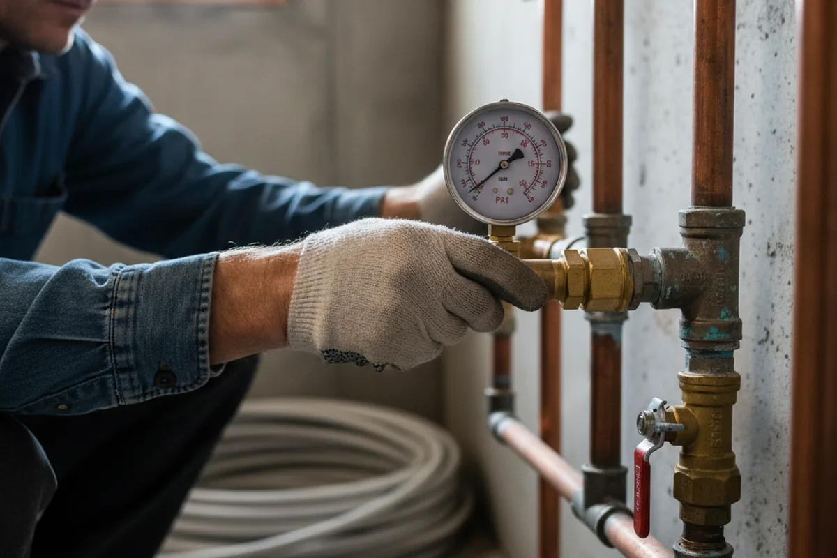 Pressure testing a repaired line during Water Line Repair in Pep